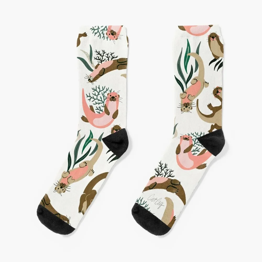 

Otter Collection on White Socks kawaii halloween Socks Men Women's