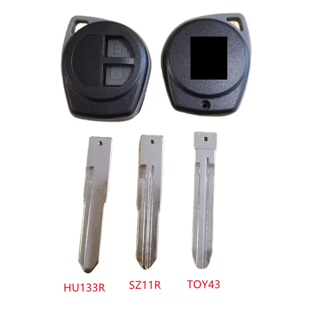 2 Buttons Replacement Remote Car Key Shell For Suzuki Grand Vitara SWIFT HU133R/TOY43/SZ11R Blade Rubber Button Pad