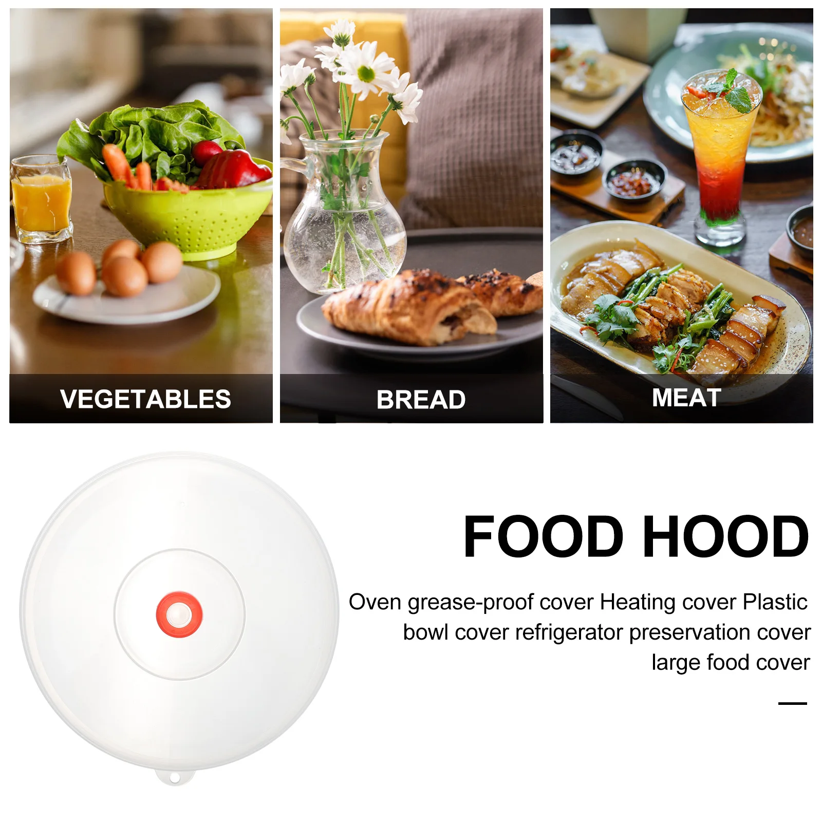 

Microwave Oil Proof Cover Dishes Cap Home Accessories Large Size Fits Plates Bowls Cups Reusable PP Material Vent