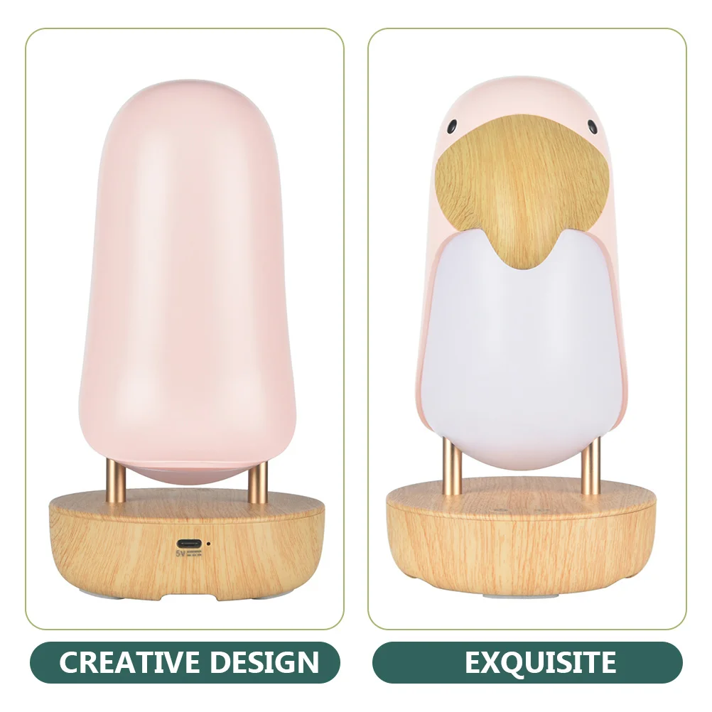 

Wooden Bird Night Lamp Speaker Dimmable Light USB Pink Portable Gift for Home Decor Bedroom Room
