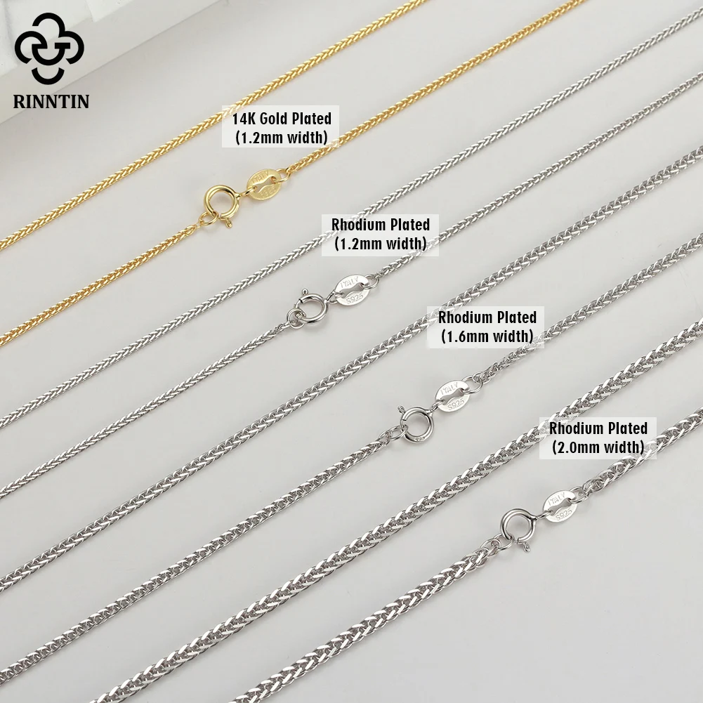 Rinntin Halskette aus 925er-Sterlingsilber, italienisch, handgefertigt, 1,2 mm, Chopin-Kette für Damen, modisch, schlicht, Basic, Halskette, Schmuck SC53