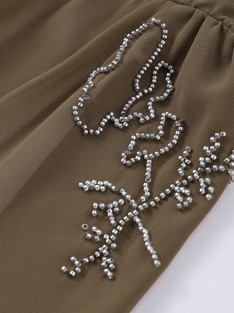 ビーズ刺繍スパンコールドレス レディース シースルー ノースリーブ バックレス Vネック セクシーローブ 女性 2025 夏 イブニングパーティー バケーションドレス