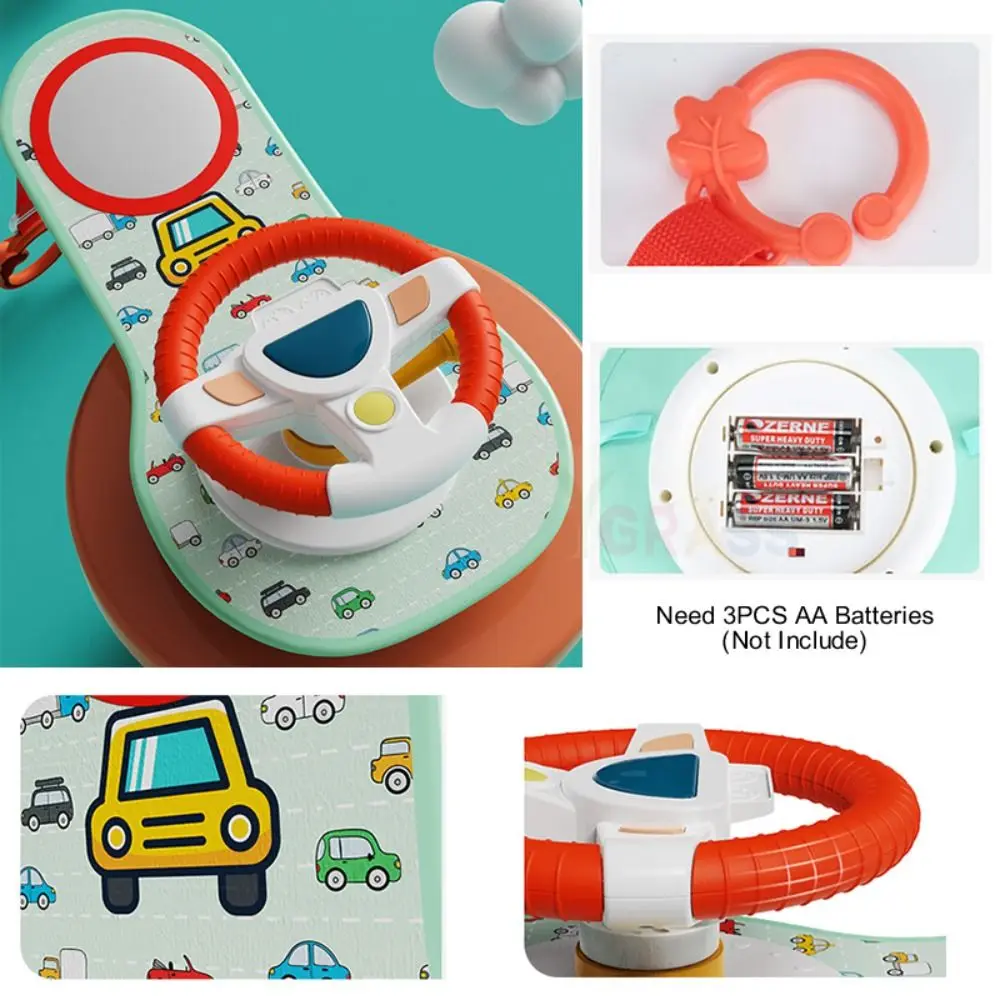 Jouet de siège de voiture de Simulation de volant de volant avec miroir avec jouet de volant musical de Simulation de lumière