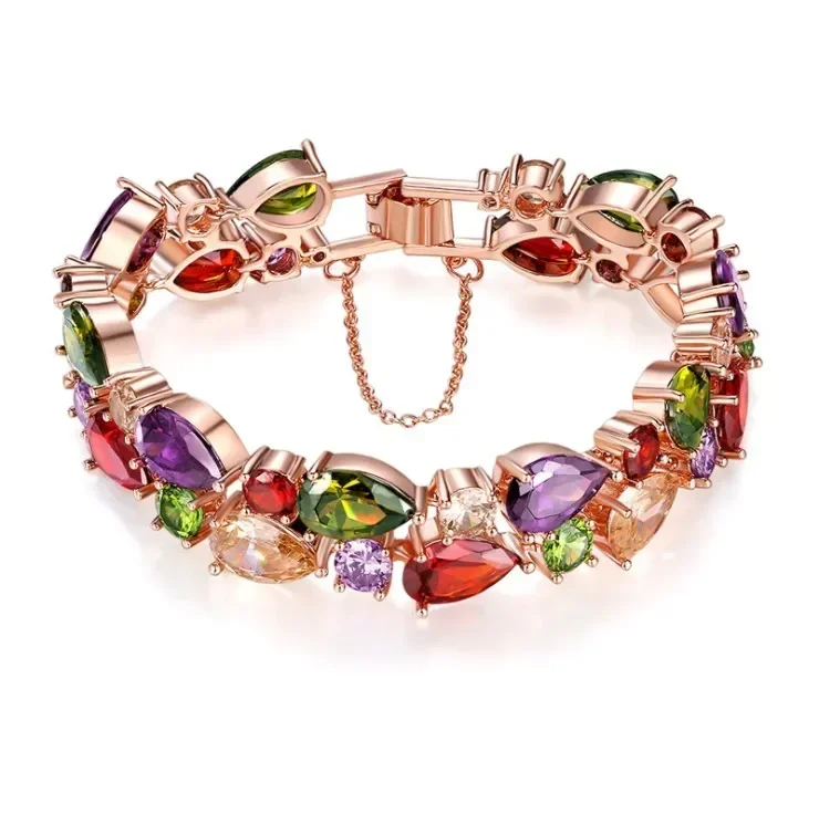 High Quality Rose Gold Color Mona Lisa Zircon Bracelet for Women Crystal from Swarovsks Multicolor CZ Stones Special Store