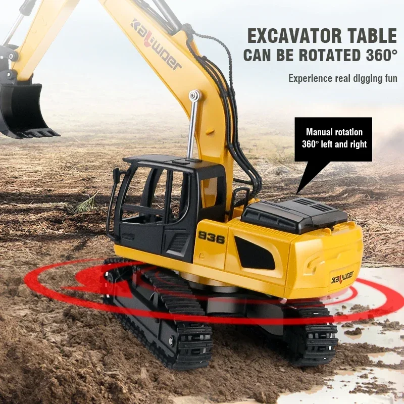 Huina Rc Excavator 1/24 9Ch รีโมทคอนโทรลรถยนต์รถบรรทุกรุ่นของเล่นพลาสติกจําลองรถก่อสร้างสําหรับเด็ก