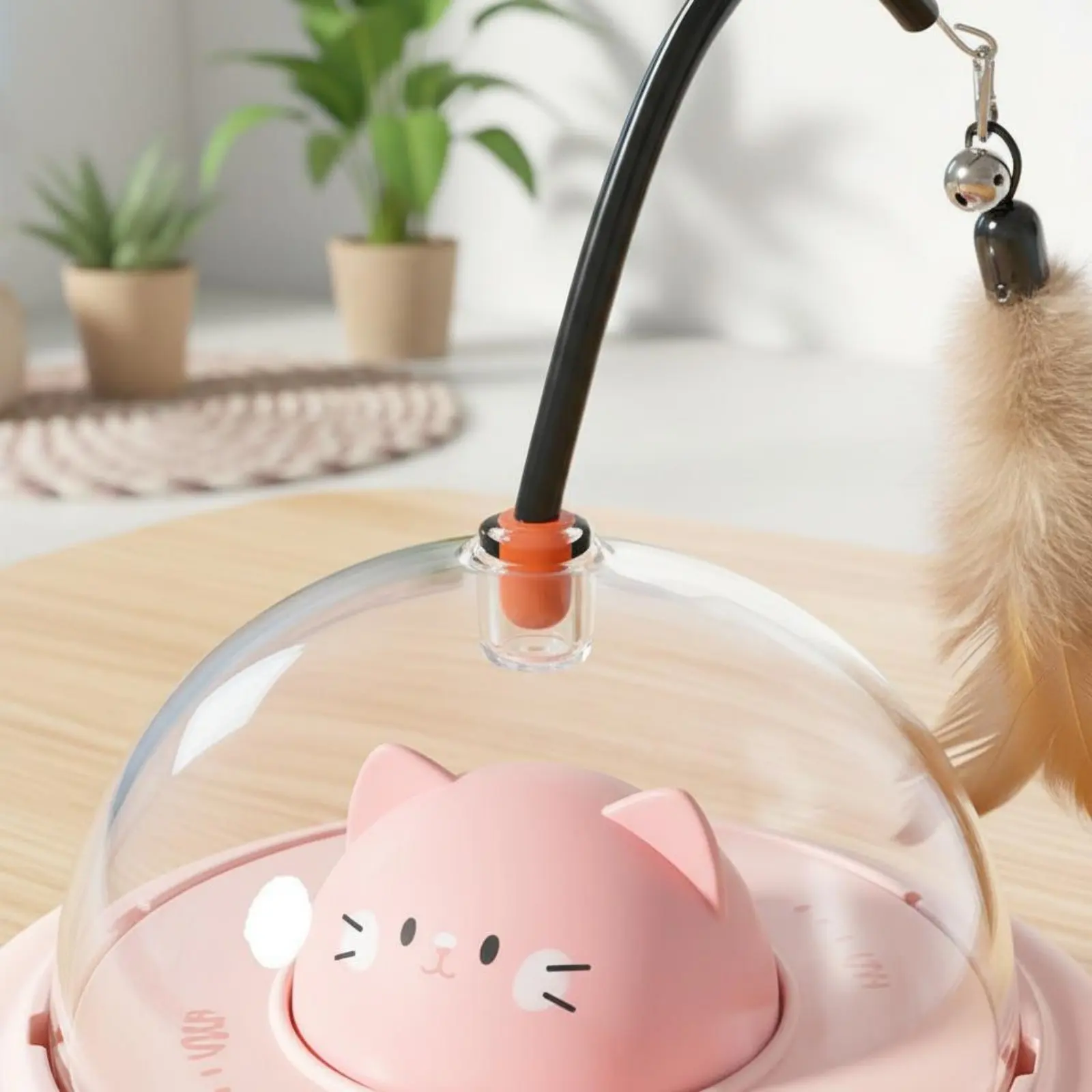 Automatic Cat Toy Battery-Operated Electric Feather Cat Teaser Pet Supply Obstacle Avoidance Long-Lasting for Kittens