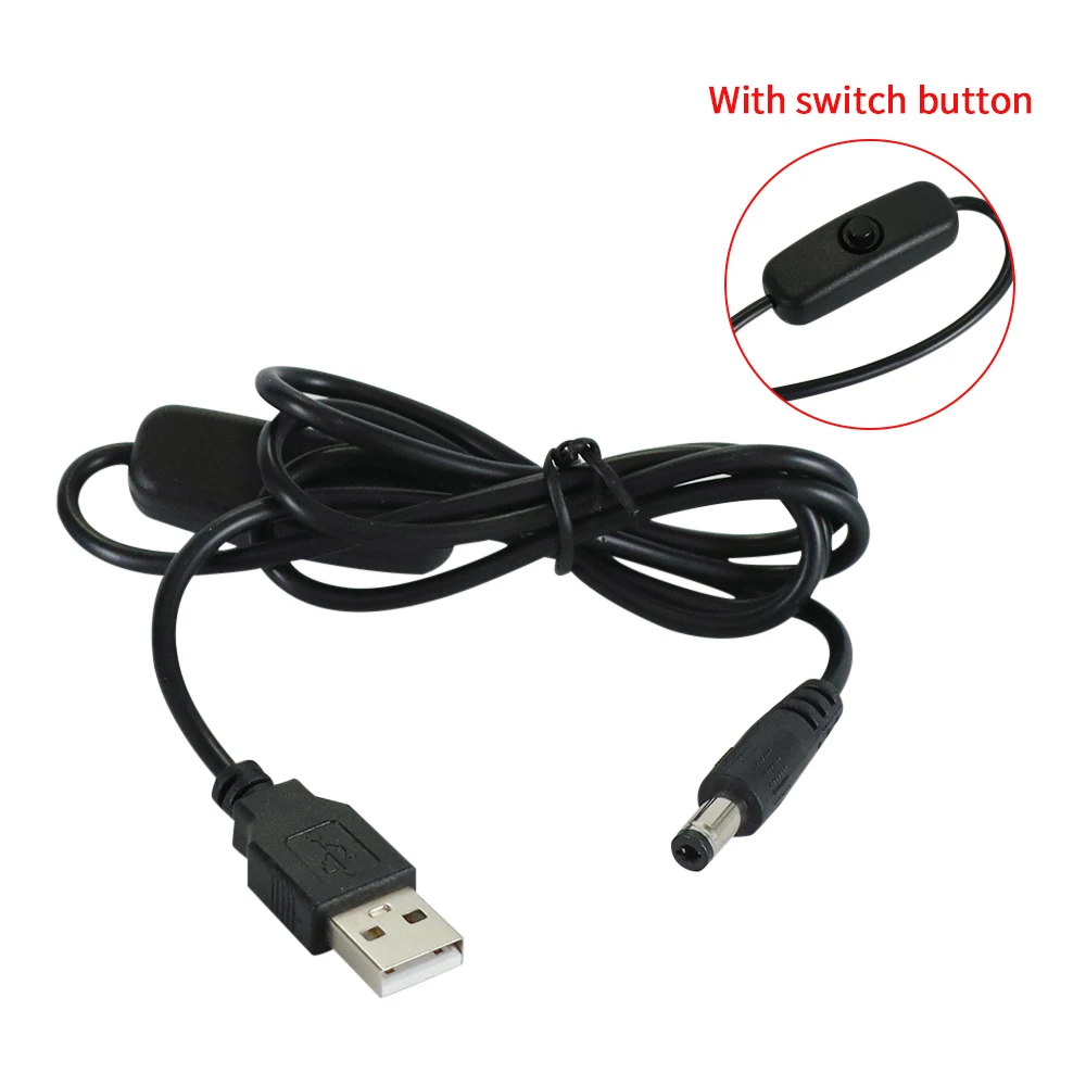 USB Power Boost Line DC 5V to DC 5V 12V Step UP Module USB Converter Adapter Cable with Switch Plug Length 1m