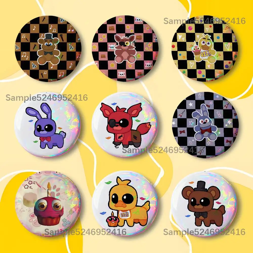 F-FNAF Five Nights At Freddys Round Button Pins Badge Brooches Backpack Clothes Decoration Fashion Cartoon Jewelry Gifts
