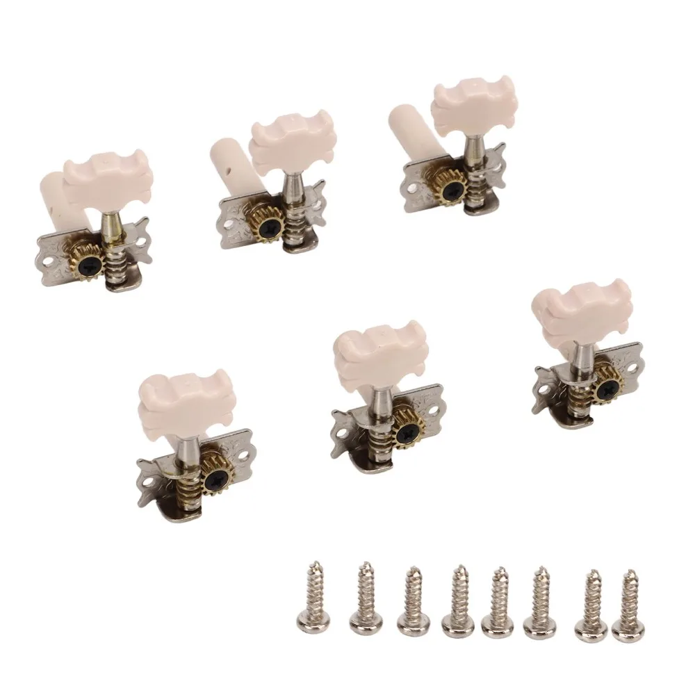 Ivory White Classical Guitar Tuning Pegs Plastic+Metal Single Hole Guitar Tuning Keys 3L3R Configuration Guitar Tuner Pegs
