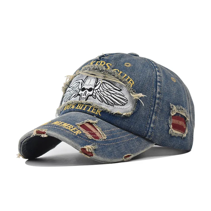 Summer washable denim cotton Men and Women Hip Hop Baseball Hats personality Skull Embroidery Hats 모자 골프용품 땡처리 кепка casquette