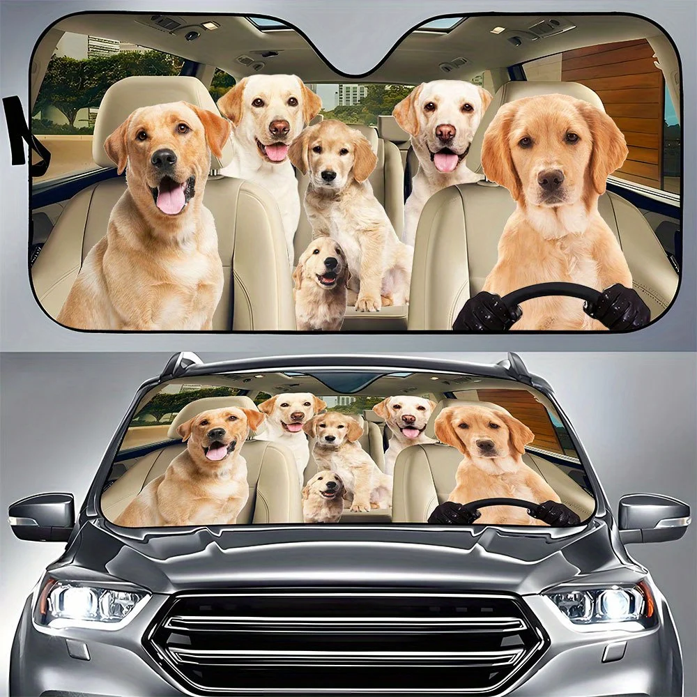 

[Labrador Retriever Car Decoration] Foldable UV Ray Reflector Car Window Sunshade Cover - Labrador Retriever Car Sunshade - Dog