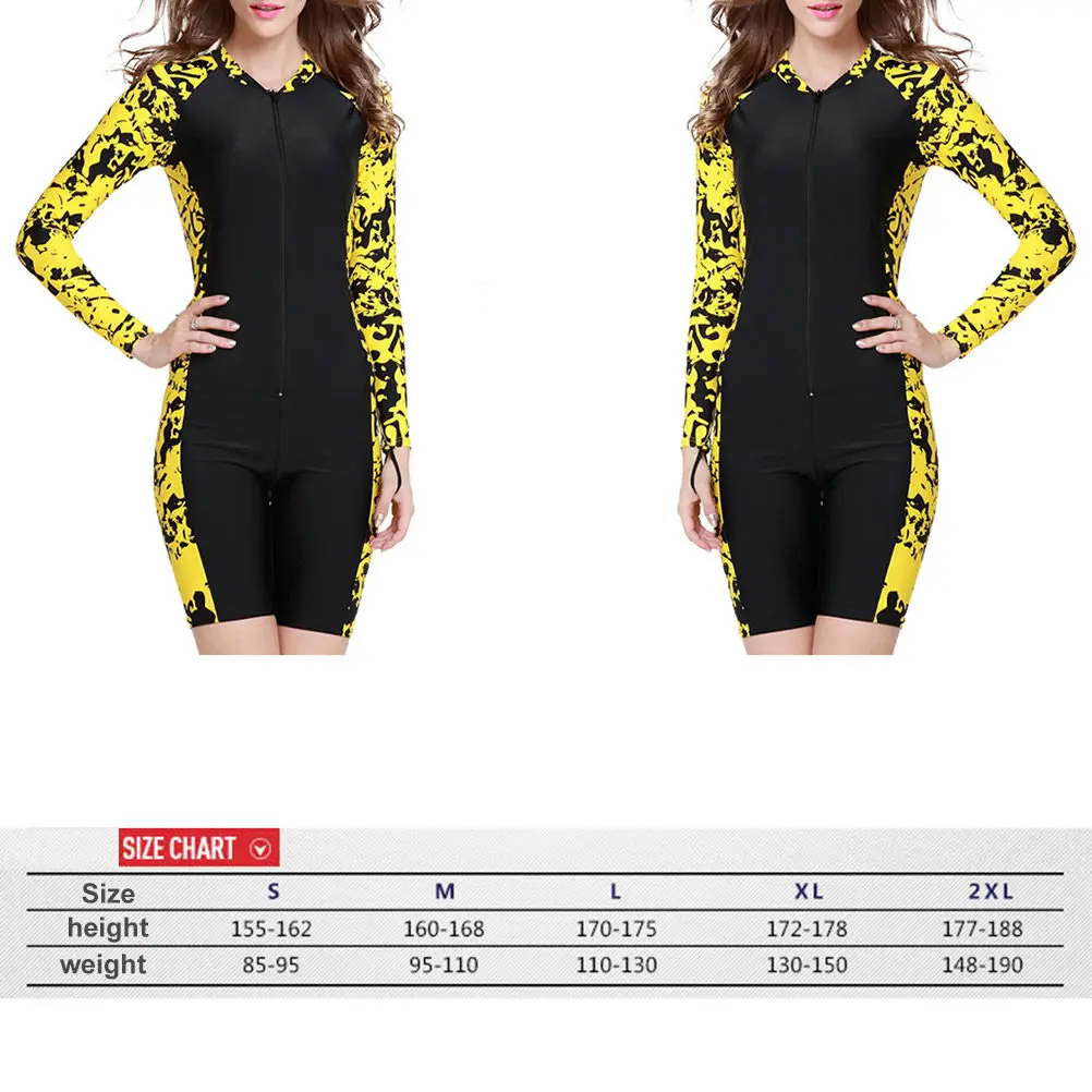 

Гидрокостюм с длинными рукавами для женщин: теплый, облегающий, мягкий, дышащий, с желтым цветочным узором, для дайвинга, снорклинга, плавания и серфинга