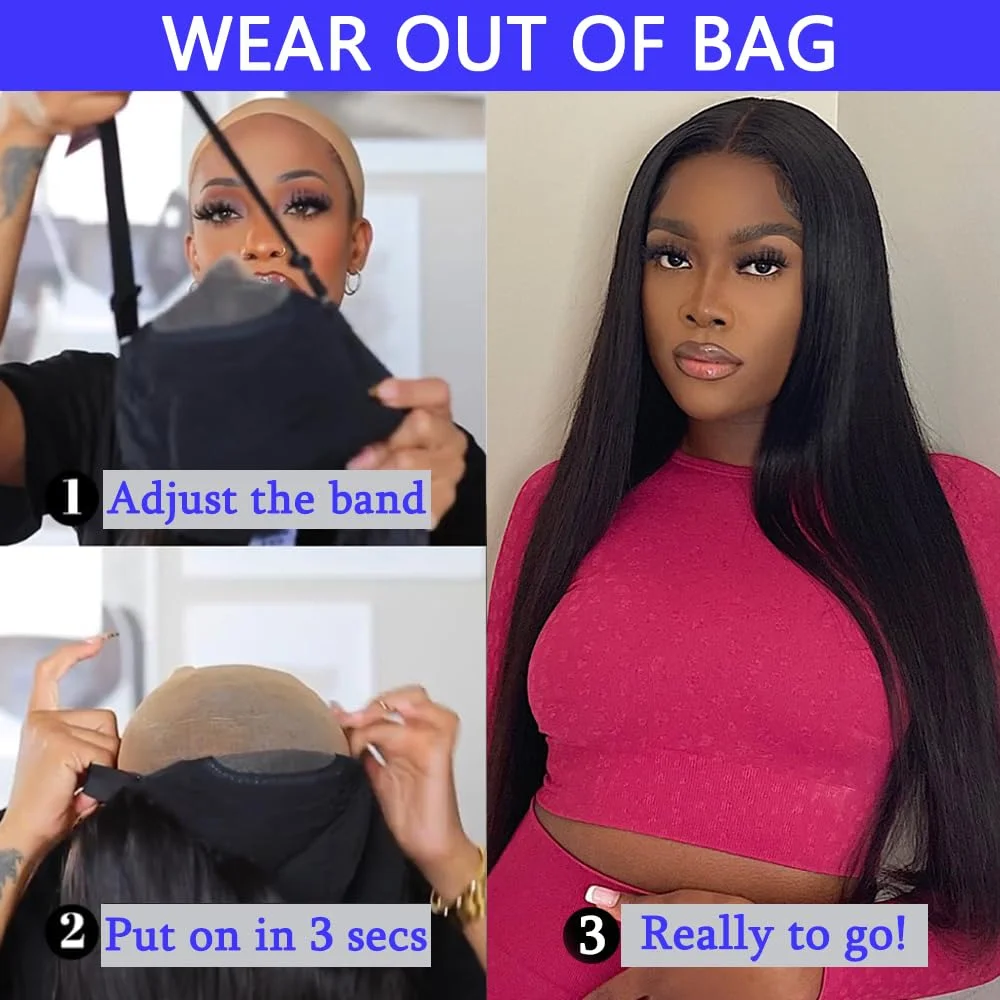 5x5 HD Lace Closure Wigs Human Hair Straight Closure Wigs Human Hair Pre Plucked  Straight Wigs For Women with Baby Hair 26 Inch