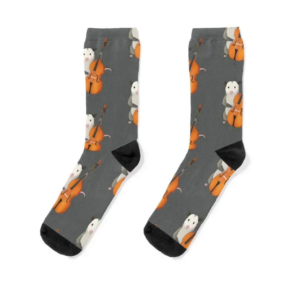 

Possum playing the bass Socks warm winter New year's snow soccer anti-slip Woman Socks Men's