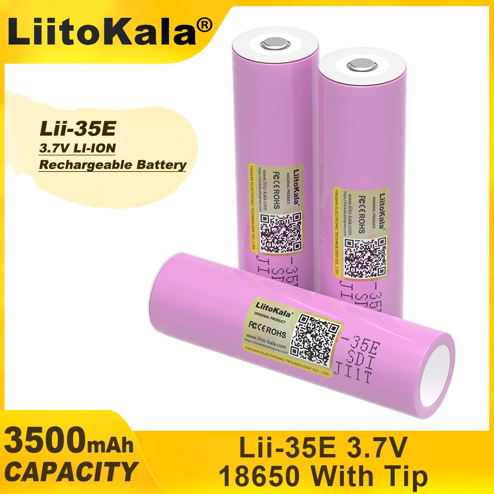 LiitoKala nuovo originale INR18650 35E 3.7V 3500mAh 20A scarica INR18650 35E batteria agli ioni di litio 3.7v batteria ricaricabile + a punta