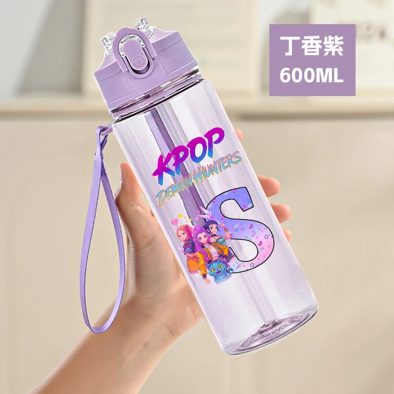 900 مللي KPop شيطان الصيادين سعة كبيرة كوب ماء بلاستيكي الكرتون رسالة مطبوعة أكواب الطلاب المحمولة زجاجة ماء الموضة #2