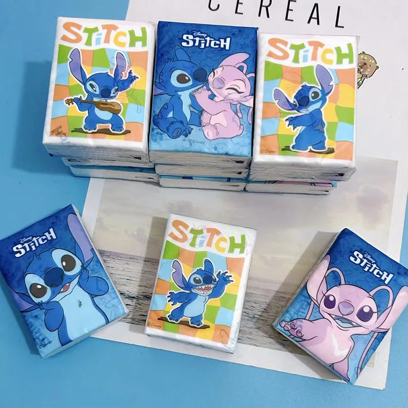 9 Packs/Bag Disney Handkerchief Paper Lilo & Stitch Anime Portable Napkin Disposable Small Package Tissue Toilet Paper