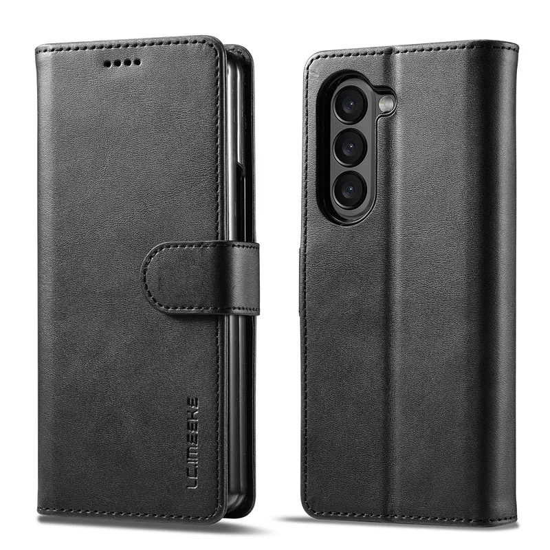 

Flip Leather Fold5 Cover For Samsung Galaxy Z Fold 5 4 3 5G Phone Case Wallet Card Slot Protective Shell