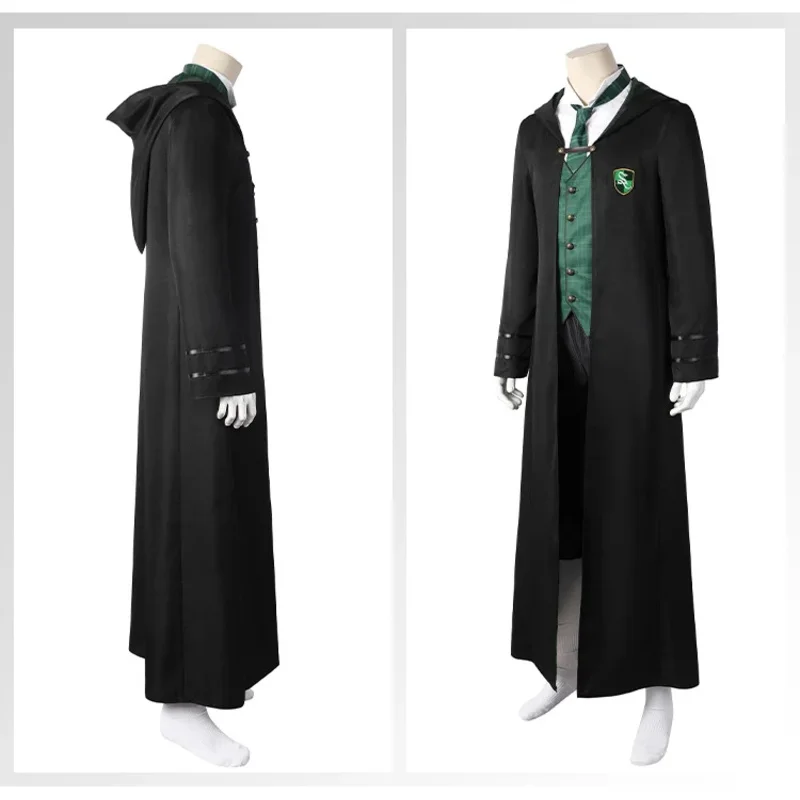 Game Legacy Slytherin Cosplay Costume School Uniform Suit Vest Shirt Overcoat Full Set Halloween Carnival Party Role Play Outfit