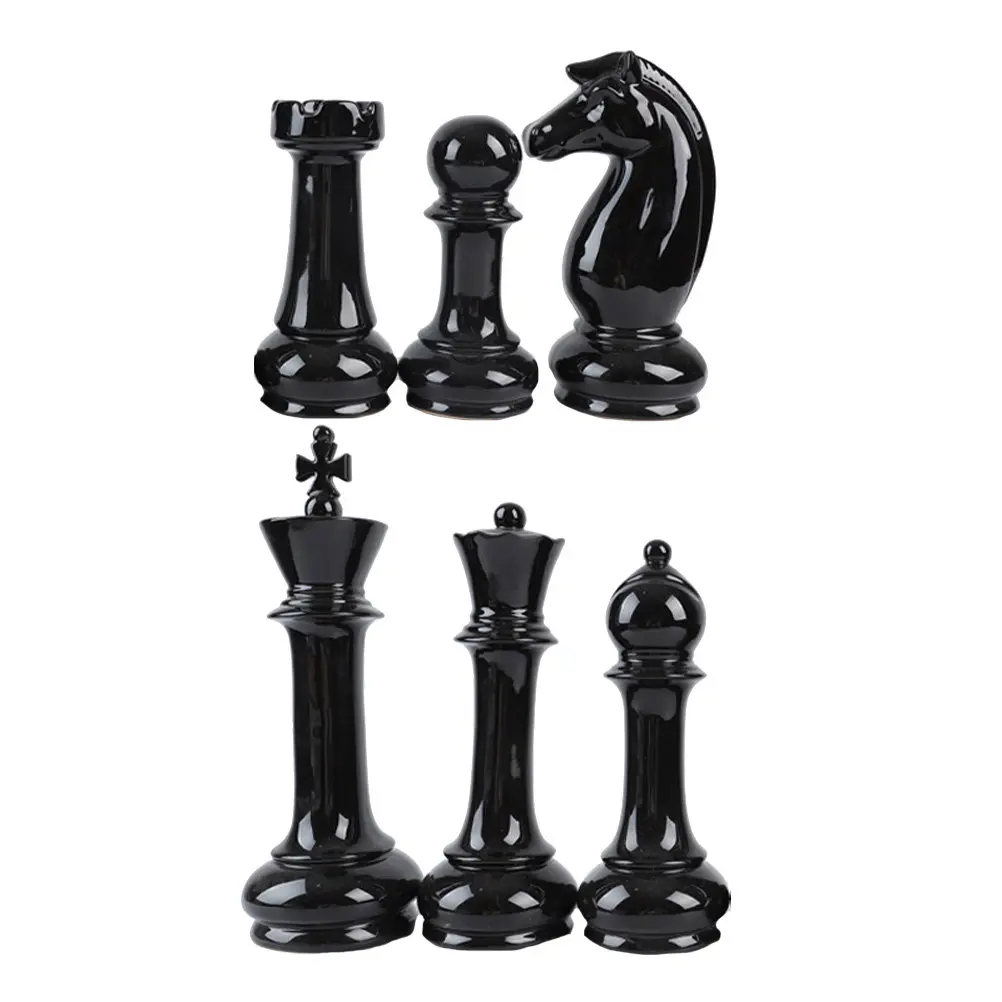 

6Pcs Chess Decoration Black Ceramic Chess Adornment Office Bedroom Decorative Household Ornament Artistic Home Decor