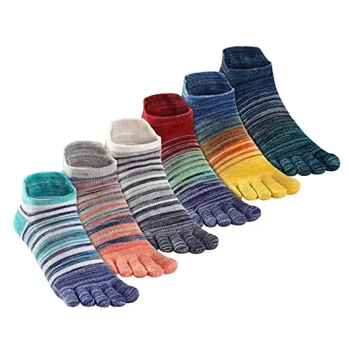 Toe Socks for Women Men Colorful Ankle/Crew Running Socks Cotton Five Finger Socks (3-6 Pairs)