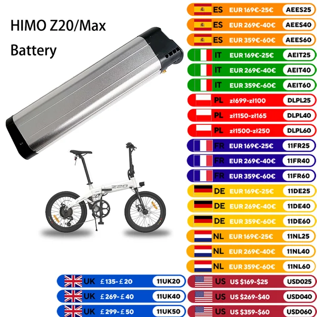 HIMO Z20 Electric Bike Battery 36V10Ah 12Ah 14Ah for HIMO Z20 Max Electric  Bicycle Battery Replace Upgrade MorePowerful - AliExpress