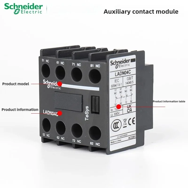 Positive Installation Auxiliary Contact Ladn11C 20C 02C 22C 13C 31C 40C 04C Normally Open Normally Closed 1 Open 1 Closed 2 Open 2 Closed Auxiliary Contact Module