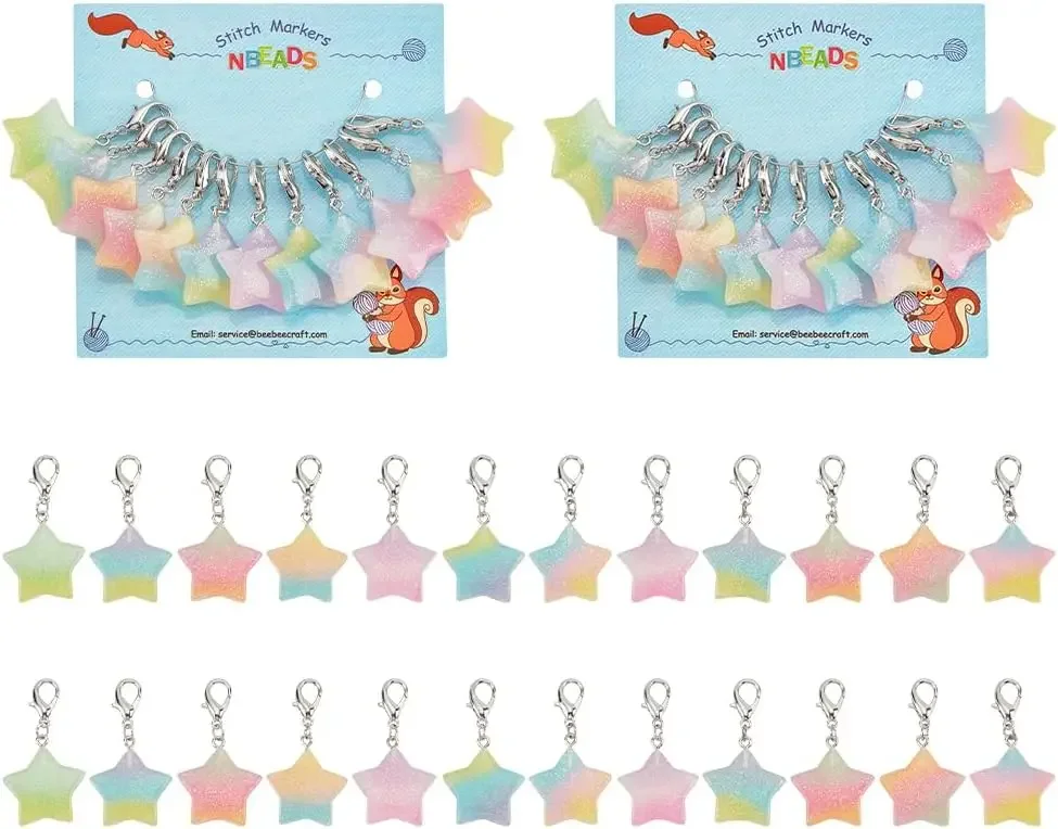 

24Pcs Resin Star Stitch Markers Alloy Crochet Stitch Marker Star Charms Stitch Marker Knitting DIY Gift for Knitting Weaving