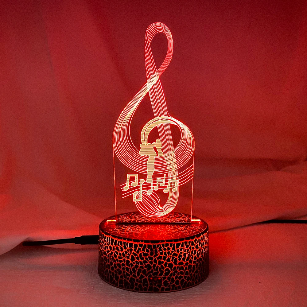 Newest 3d Illusion Baby Night Light Musical Note Hologram Nightlight Led Touch Sensor Colorful Usb Battery Powered Bedside Lamps