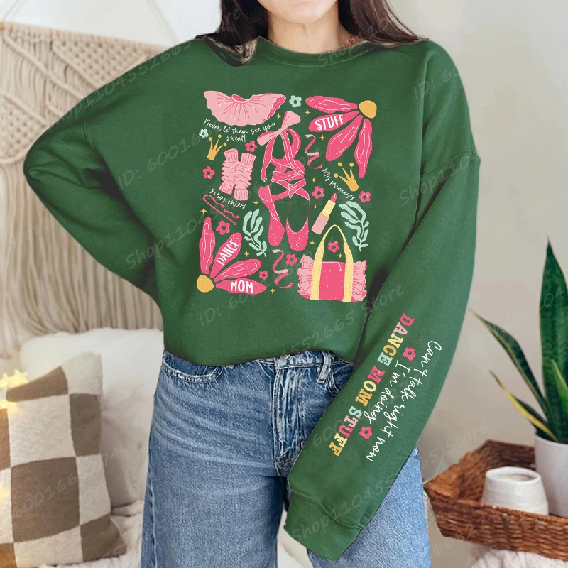 Sudaderas con estampado Dance Mom para mujer, jerséis informales con cuello redondo y gráfico, sudaderas holgadas de manga larga de gran tamaño para mujer