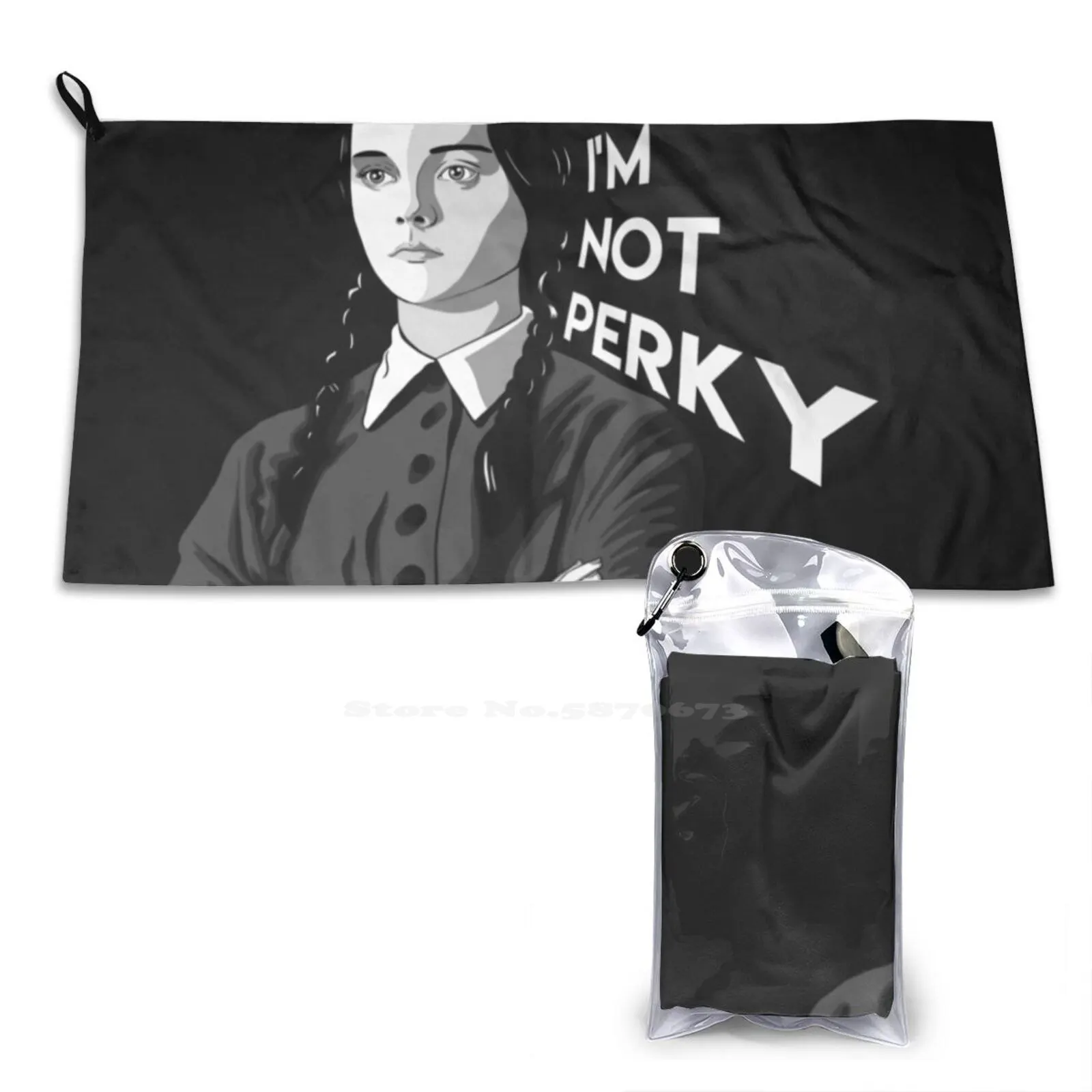 I'M Not Perky Pattern Soft Face Towel Home Outdoor Gothic Gomez Addams Black And White Goth Girl Goth Fashion Creepy Morticia