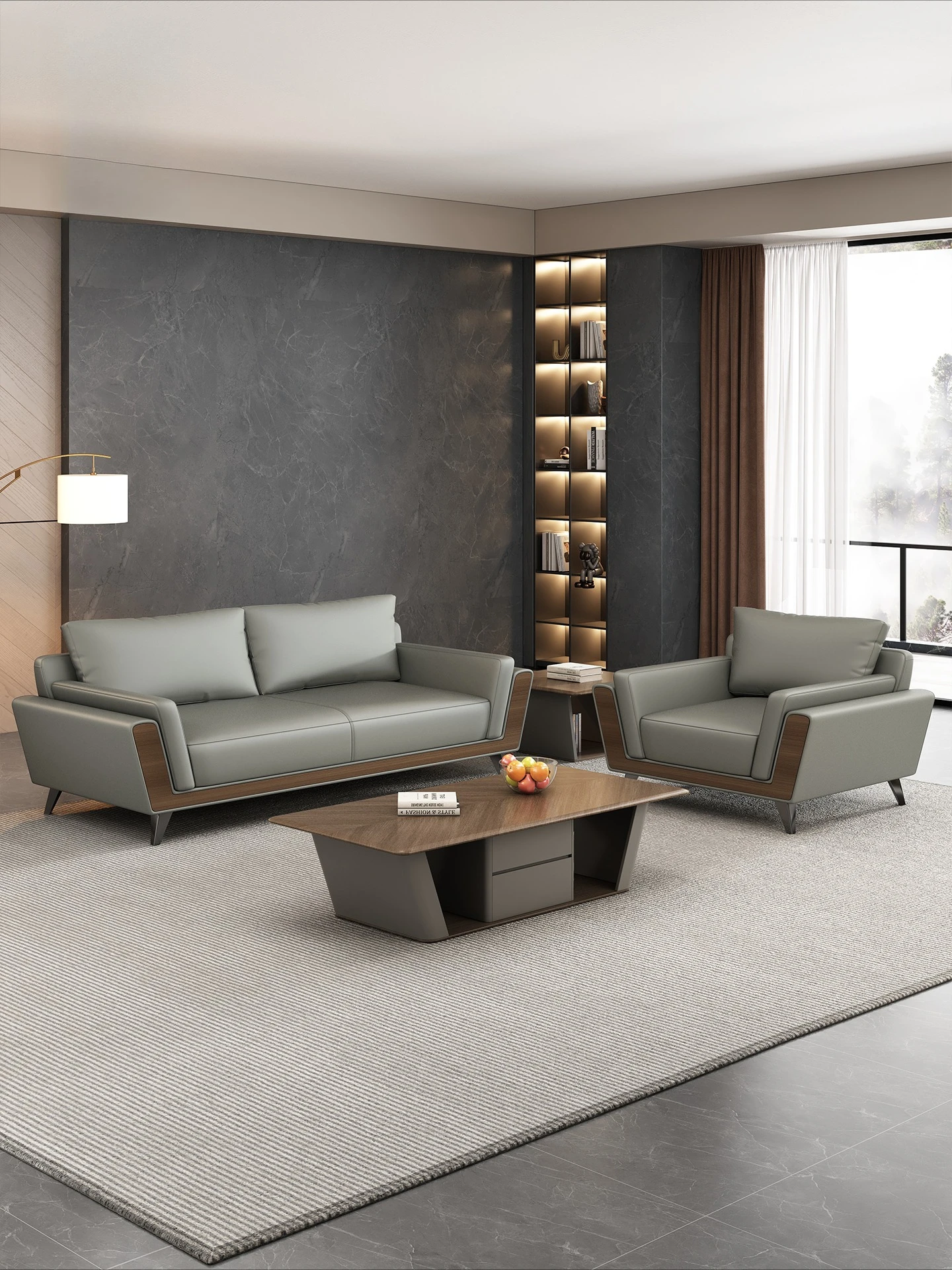 

Office Sofa Supervisor Manager Room Reception Meeting Rest Area Negotiation Coffee Table Combination Three-piece Set