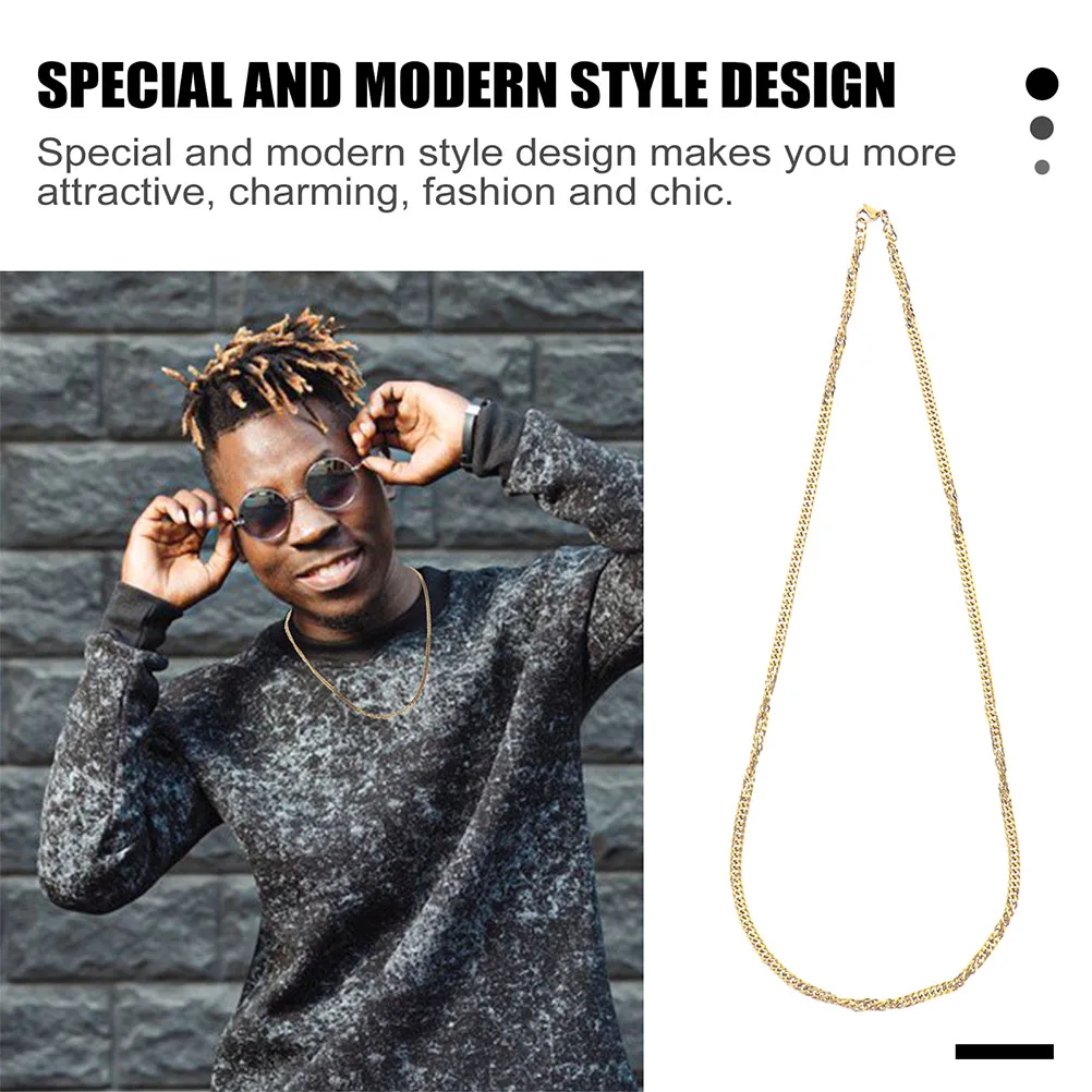 

Golden Chain Necklace Durable Titanium Steel Unique Design Fashion Collar Party Supplies Comfortable Wear Men Women Necklace