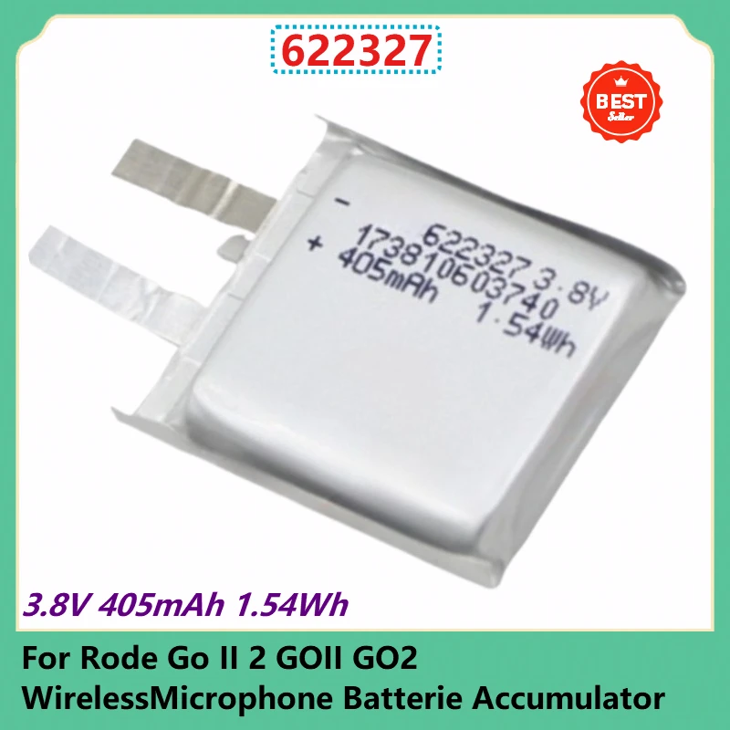 

622327 Replacement Digital Battery 3.8V 405mAh 1.54Wh For Rode Go II 2 GOII GO2 Wireless Microphone Batterie Accumulator