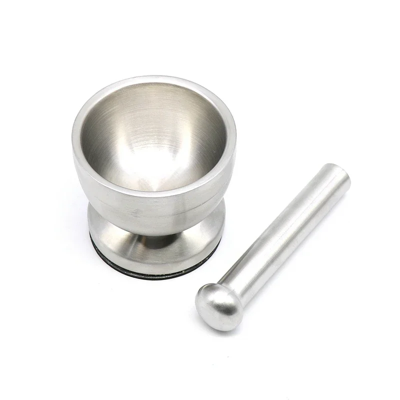 Stainless Steel Mortar Pestle Set Garlic Spice Grinder Solid Seasonings Grinder Pharmacy Herbs Bowl Mill Crusher Kitchen Tool