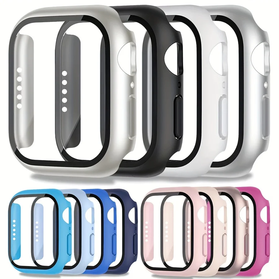 

4pcs Case Built-In Tempered Glass Screen Protector Compatible with Iwatch Series 9 8 7 41Mm 45Mm