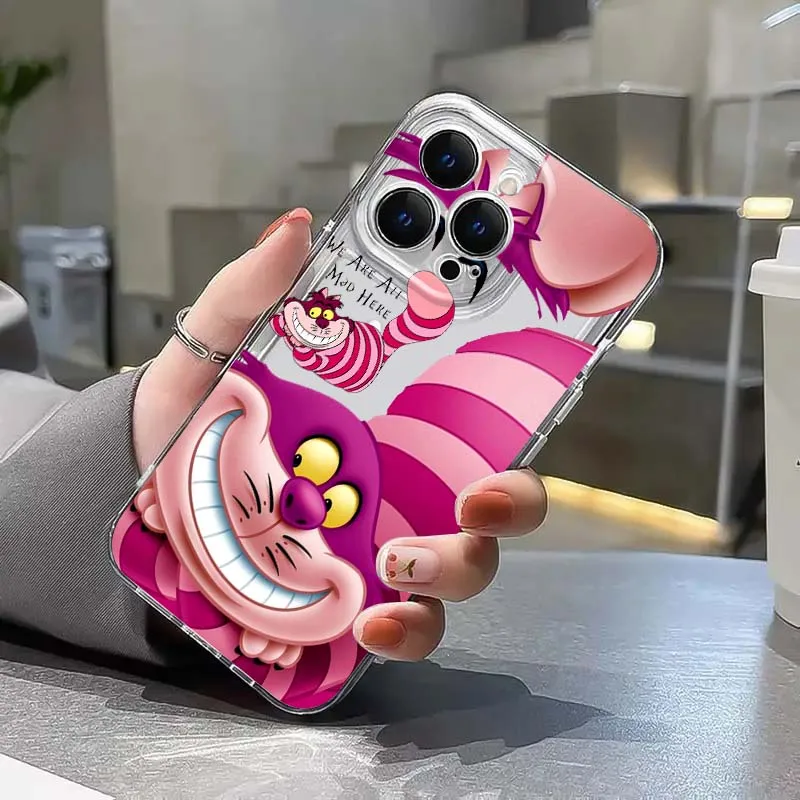 Cartoon Disney Cheshire Cat Phone Case For Apple iPhone 17 16 15 14 13 12 11 Air Pro Max Plus Mini Transparent Soft