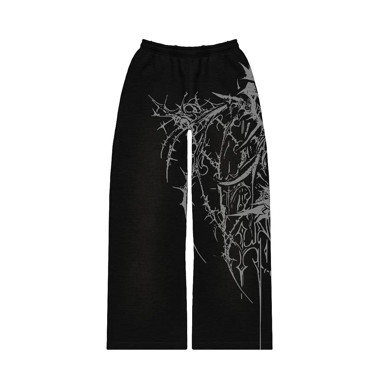 Y2K Line Print Wide Leg Pants Men Women Streetwear Harajuku Baggy Trousers With Wing Pattern Elastic Waist Casual Bottoms