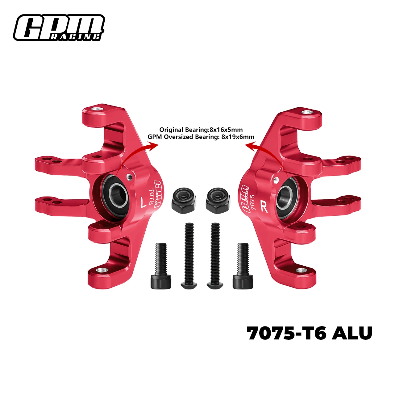 GPM 7075 Alloy Front Spindle Set For LOSI 1/6 Super Baja Rey 1.0 / 2.0