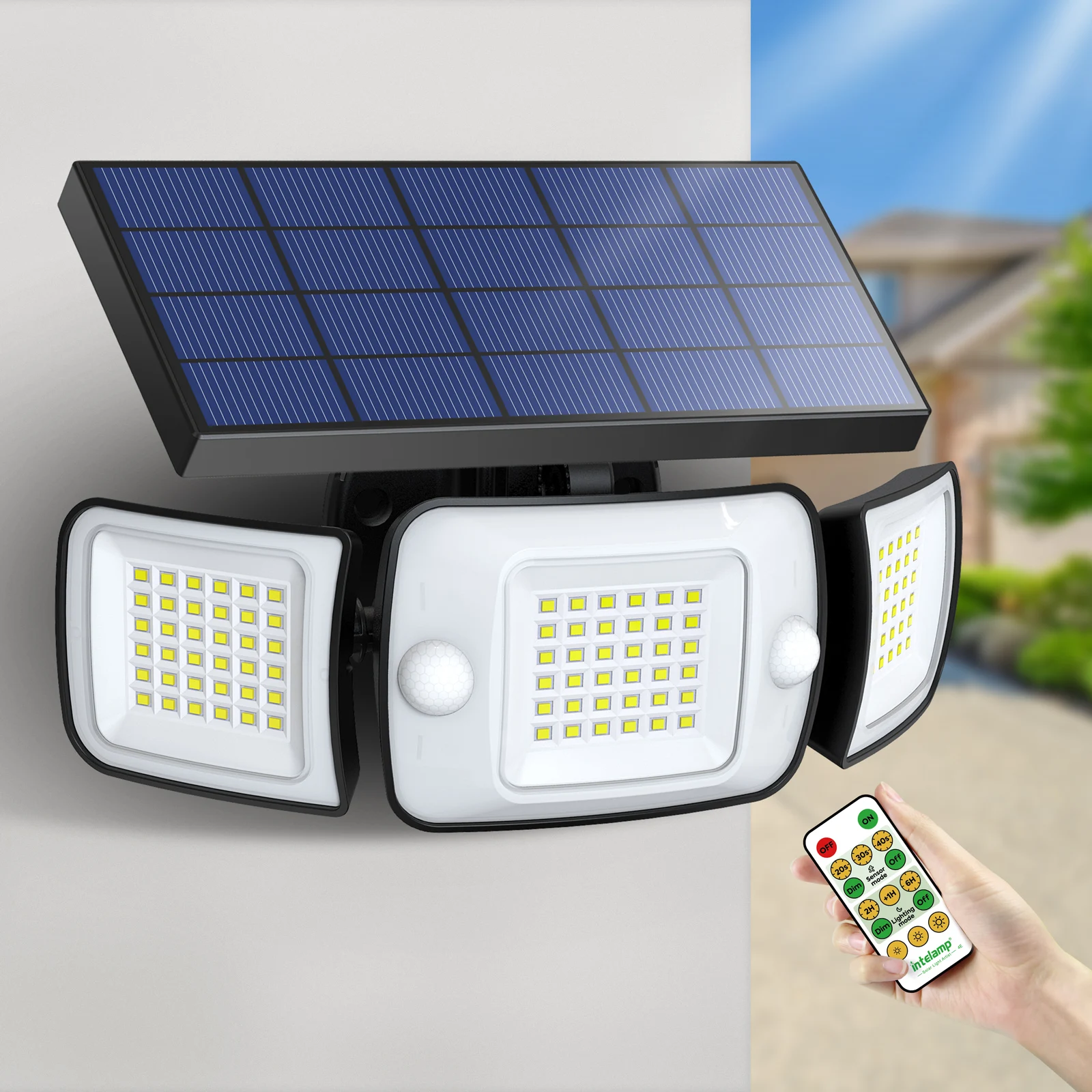 intelamp Solar Outdoor Light Motion Sensor Waterproof Bright Wall Street Lamp For Garden Yard Path Garage Stairs Porch