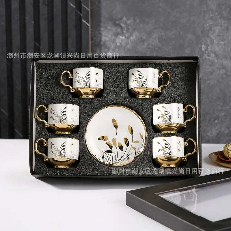 coffee cup and saucer set ceramic electroplated cup and saucer set 6 cups and 6 saucers