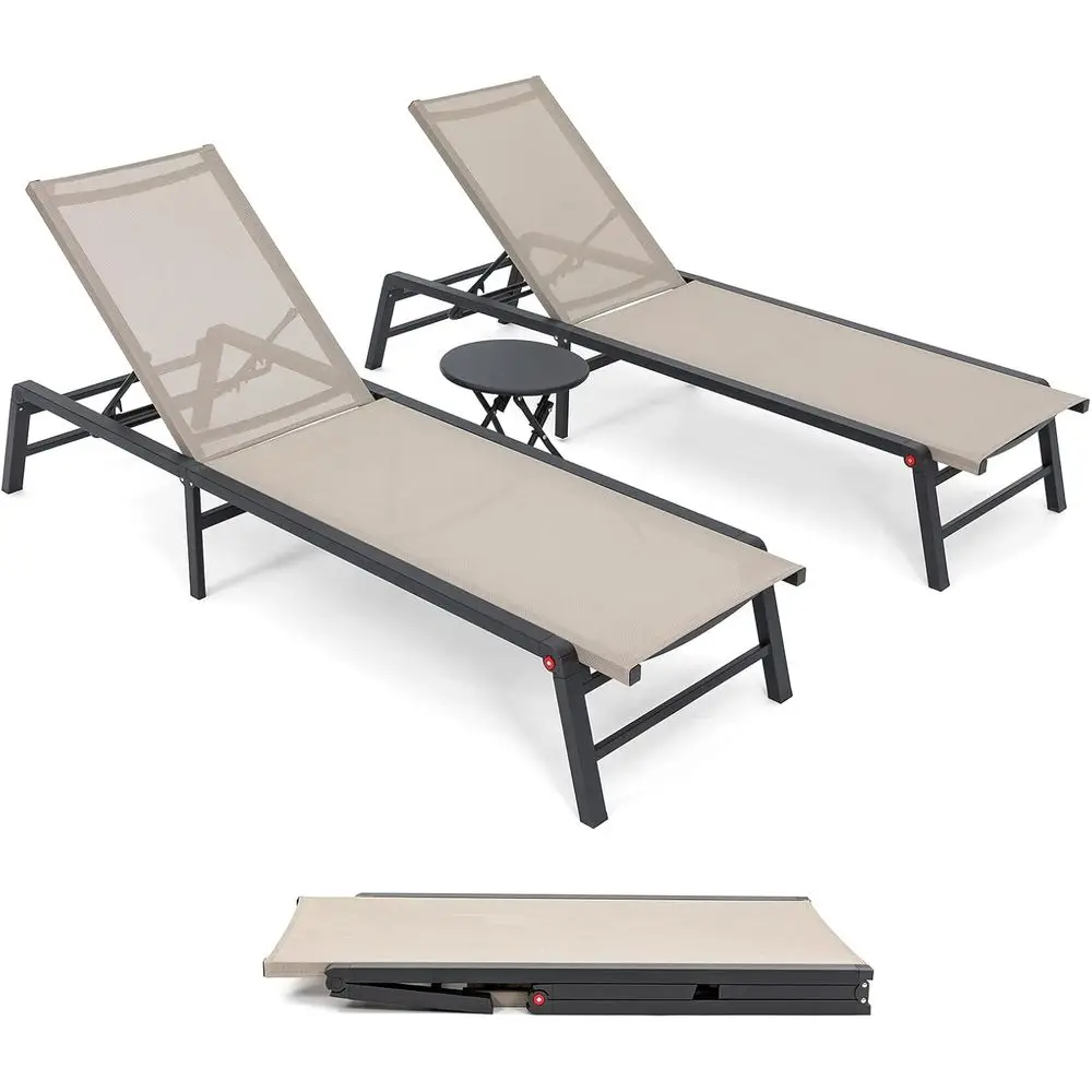 

Алюминиевый шезлонг для улицы со складными стульями и столом, состоящий из 2 предметов, регулируемой спинкой, идеально подходит для бассейна, пляжа, бассейна