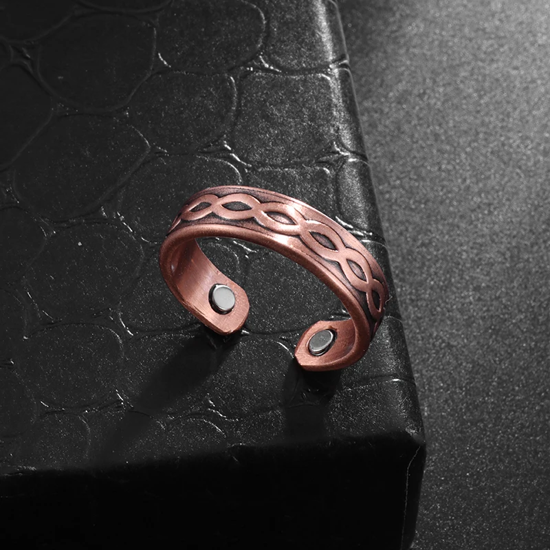 Opening Adjustable Magnetic Rings for Men Women Retro Copper Color Magnetic Ring Classic Charm Casual Party Jewelry Gift