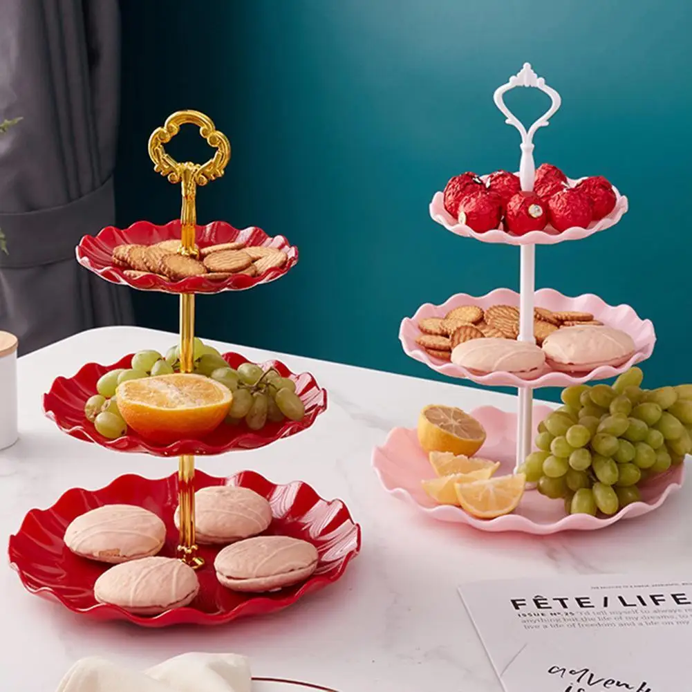 3-tier Cupcake Stand Fruit Plate Holder Desserts Snack Candy Buffet Stand Tower For Christmas Wedding Party Cupcake Holder Plate