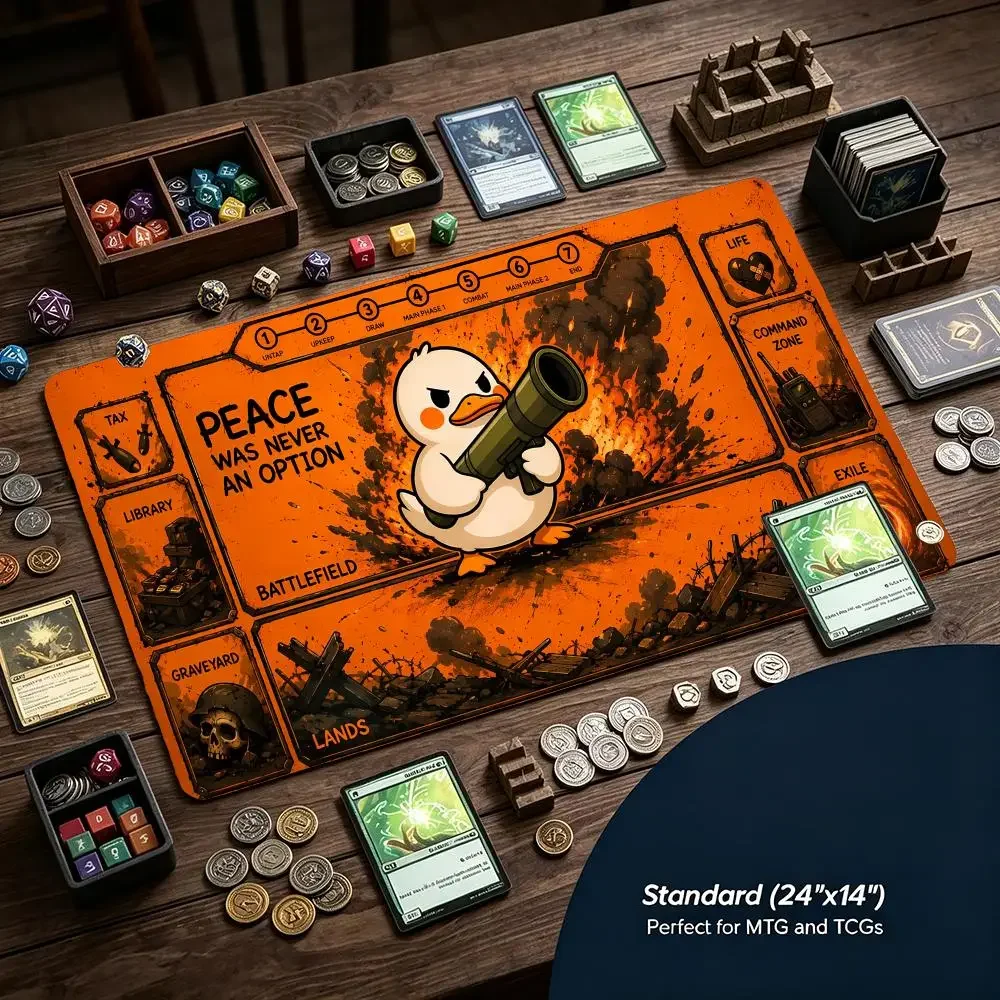 Angry Duck Bazooka Battlefield Playmat Mouse Pad 24X14 MTG TCG Office Desk Mat Work Game Pc Laptop Carpet Mousepad