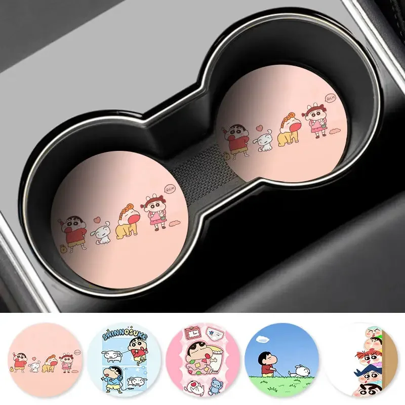 Cartoon Crayon Shin Chan Vehicle Mounted Car Coasters Good Things Creativity Water Coaster Inside The Car Decoration Anti-slip