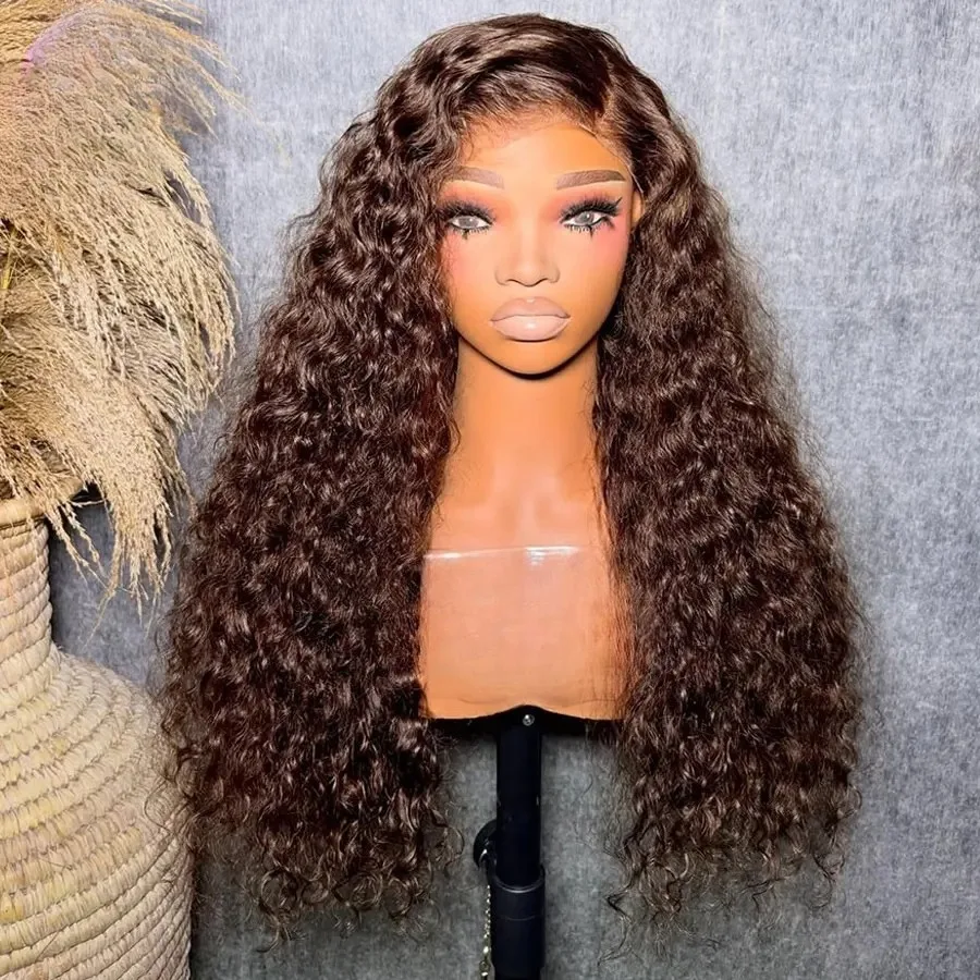 

Коричневый парик с водной волной, синтетический, 13x4 HD, кудрявый, для женщин, с естественной линией роста волос, без клея, предварительно проработанная линия роста волос, для ежедневного использования