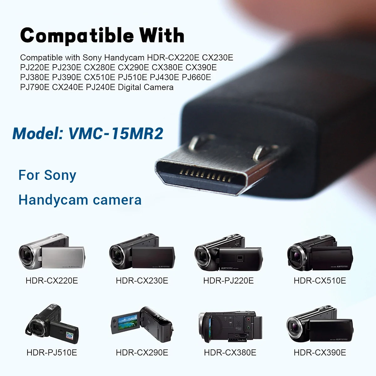 VMC-15MR2 RCA Audio Video Cable for Sony Handycam Camcorder HDR-CX HDR-PJ FDR-AX Series Multi Terminal to 3RCA Composite Cable