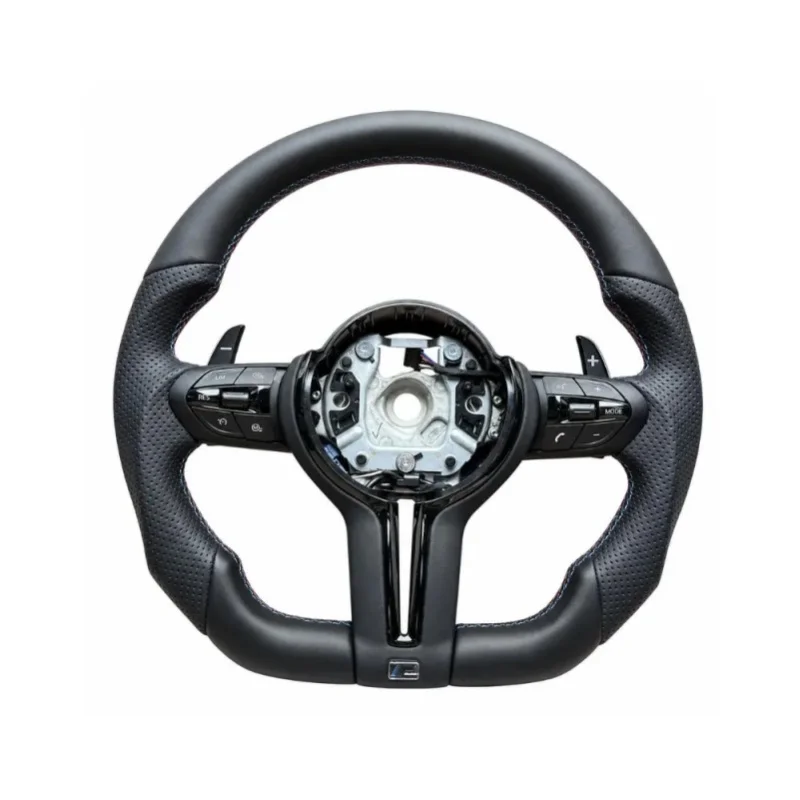 Hochwertiges M Sport Lenkrad für BMW mit abgeflachtem Boden M3 M5 F01 F06 F10 F11 F12 F20 F21 F22 F25 F26 F30 F31 F32 F33 F34 F36 F80 M4 F82 F90 X1 X3 X4 X5 Halbperforiertes Lederlenkrad