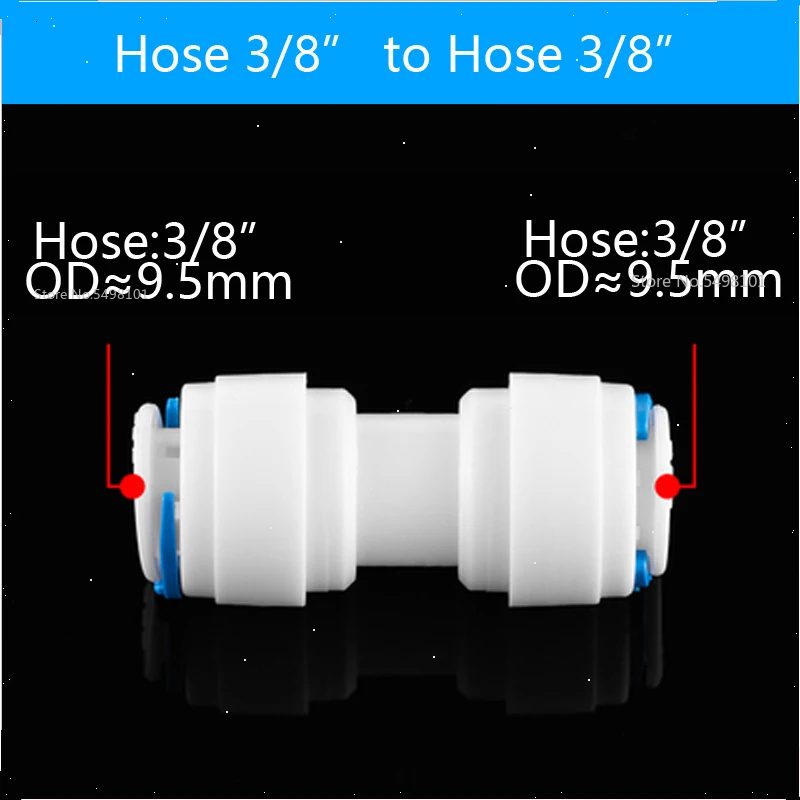RO Water System Equal Straight 1/4" 3/8" Hose Connection Coupling Reducing Plastic Quick Pipe Fitting Reverse Osmosis Connector